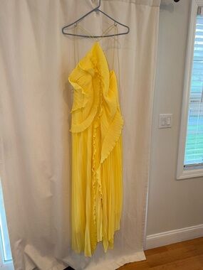 Flowing Yellow Ruffle Maxi Dress